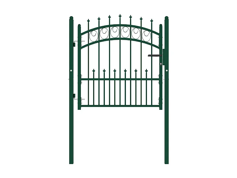 Portão de cerca com espigões Aço 100x100 cm Verde