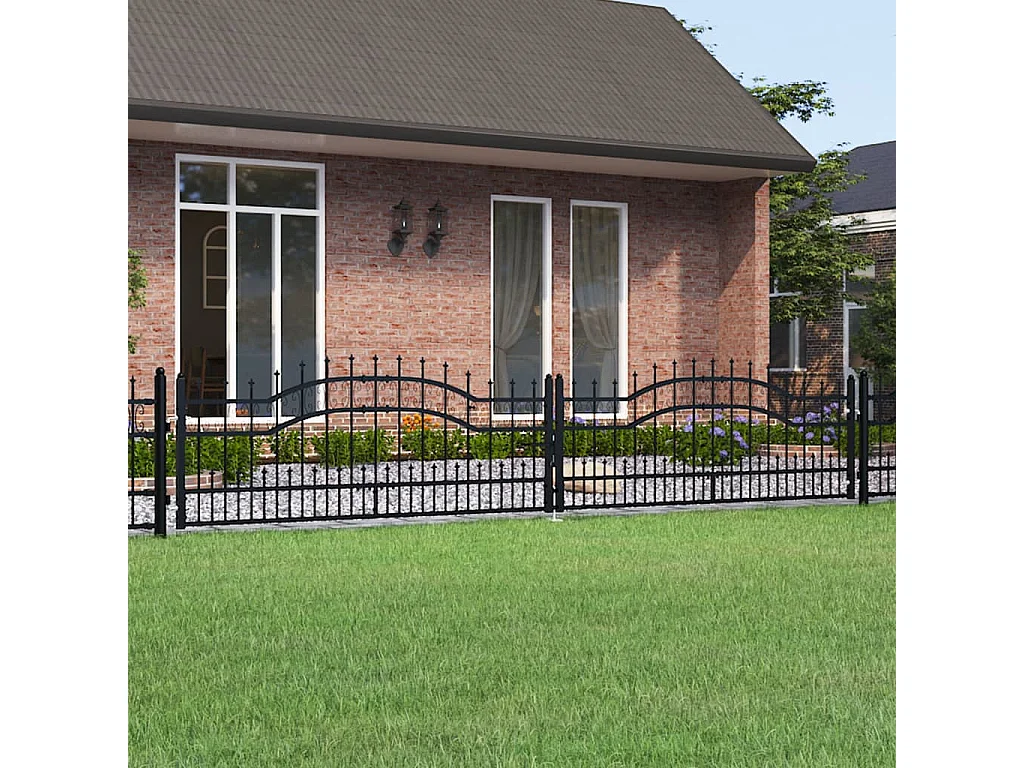 Portale e punta di lancia Nero 406x120 cm Acciaio verniciato a polvere