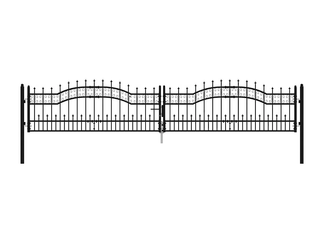 Portale e punta di lancia Nero 406x120 cm Acciaio verniciato a polvere