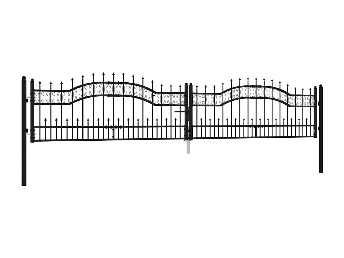 Portale e punta di lancia Nero 406x120 cm Acciaio verniciato a polvere