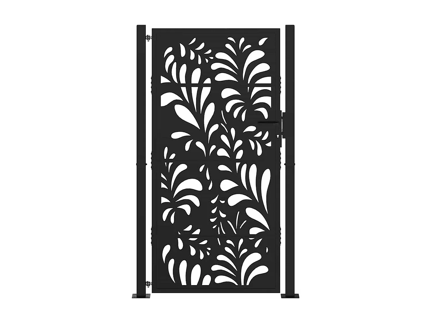 Cancello da giardino nero 105x180 cm acciaio design onda