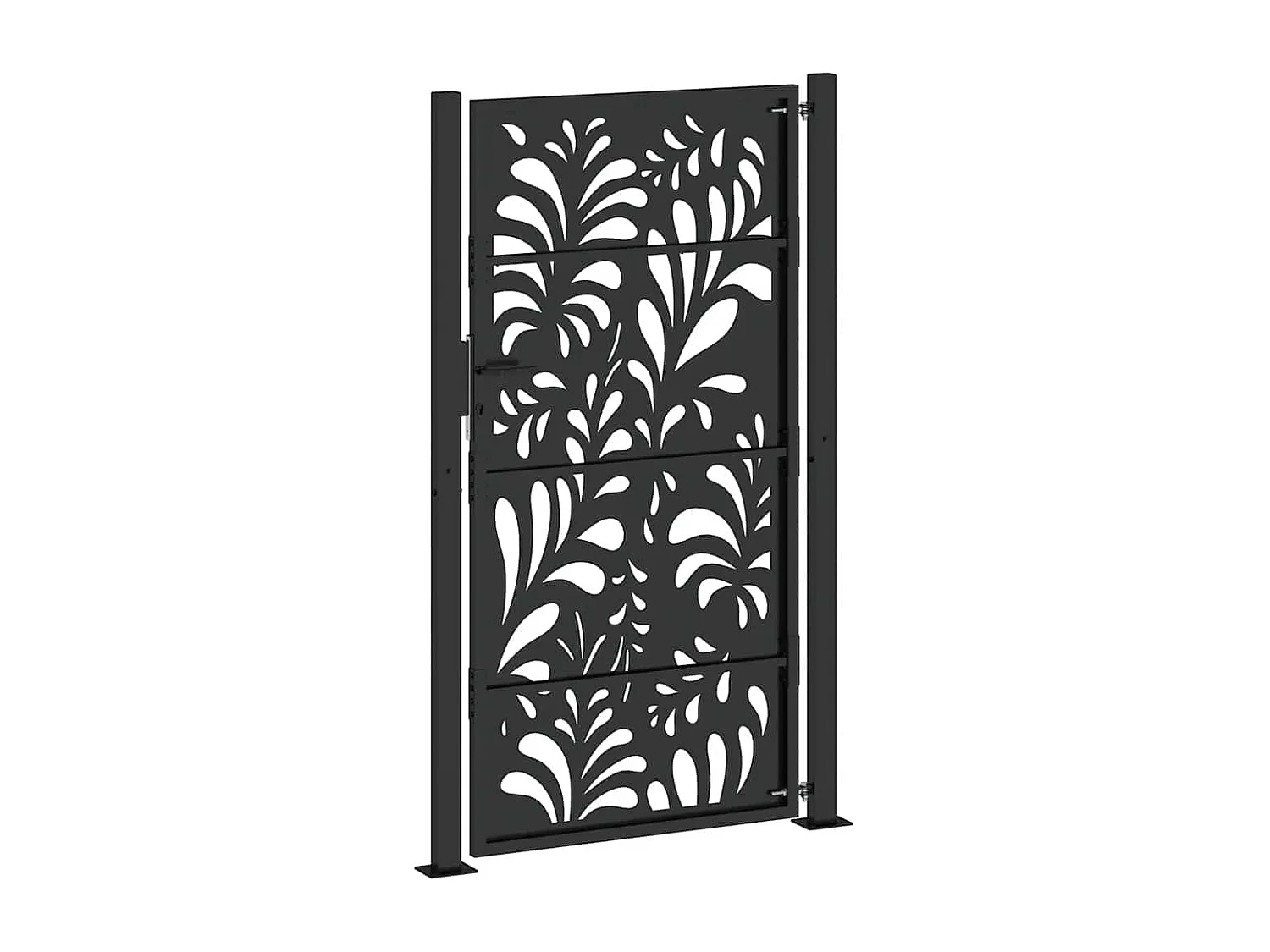 Cancello da giardino nero 105x180 cm acciaio design onda