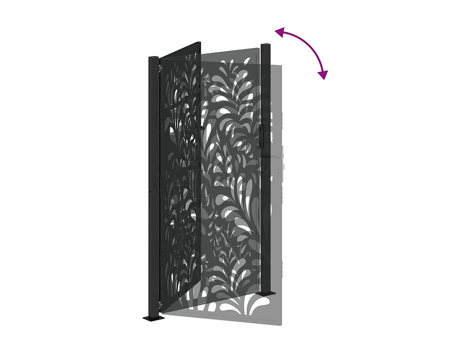 Portail de jardin noir 105x180 cm acier conception de vagues