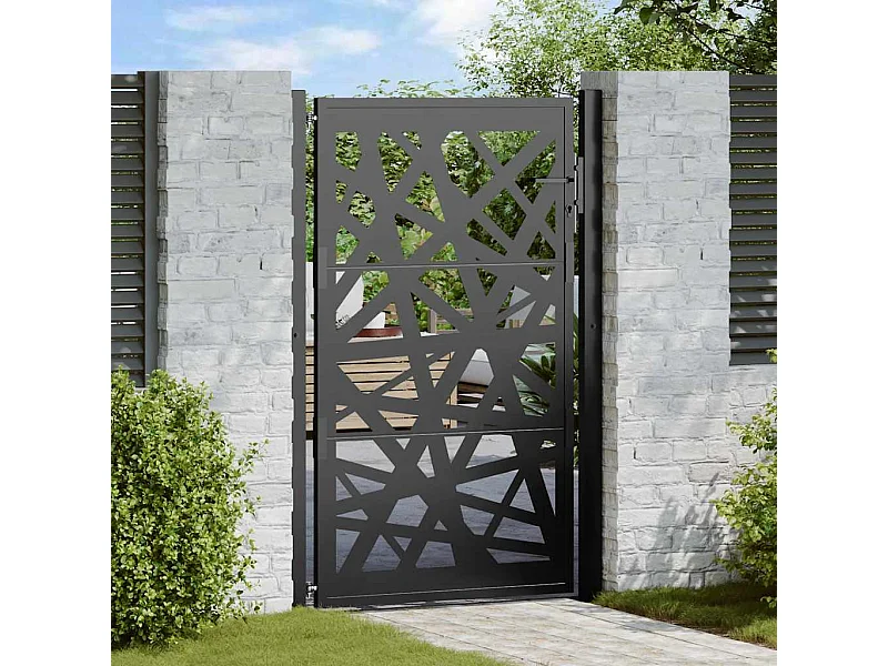 Puerta de jardín negra 105x155 cm acero diseño ligero