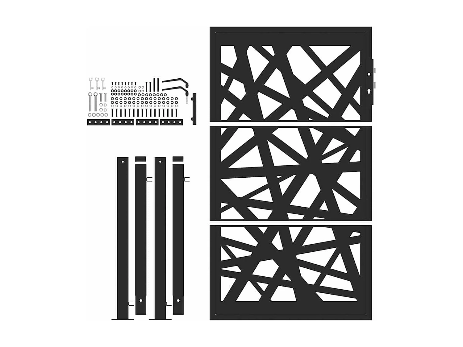 Cancello da giardino nero 105x155 cm acciaio design leggero