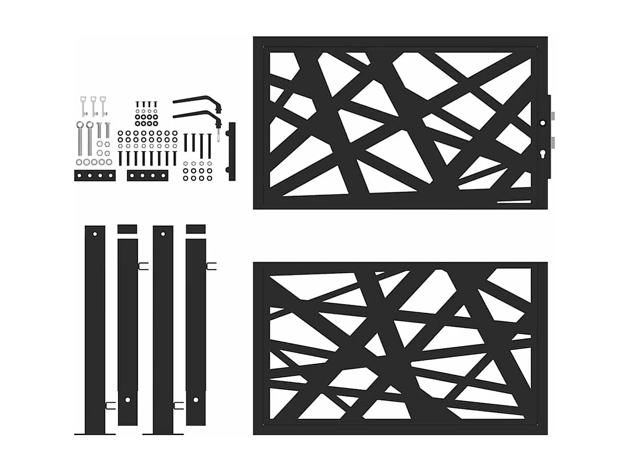Portão de jardim preto 105x106 cm design de luz de aço