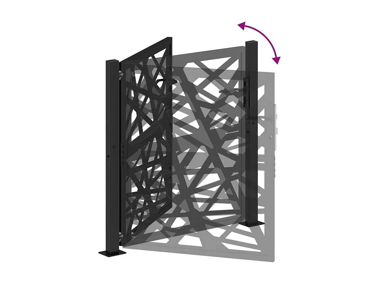 Portão de jardim preto 105x106 cm design de luz de aço
