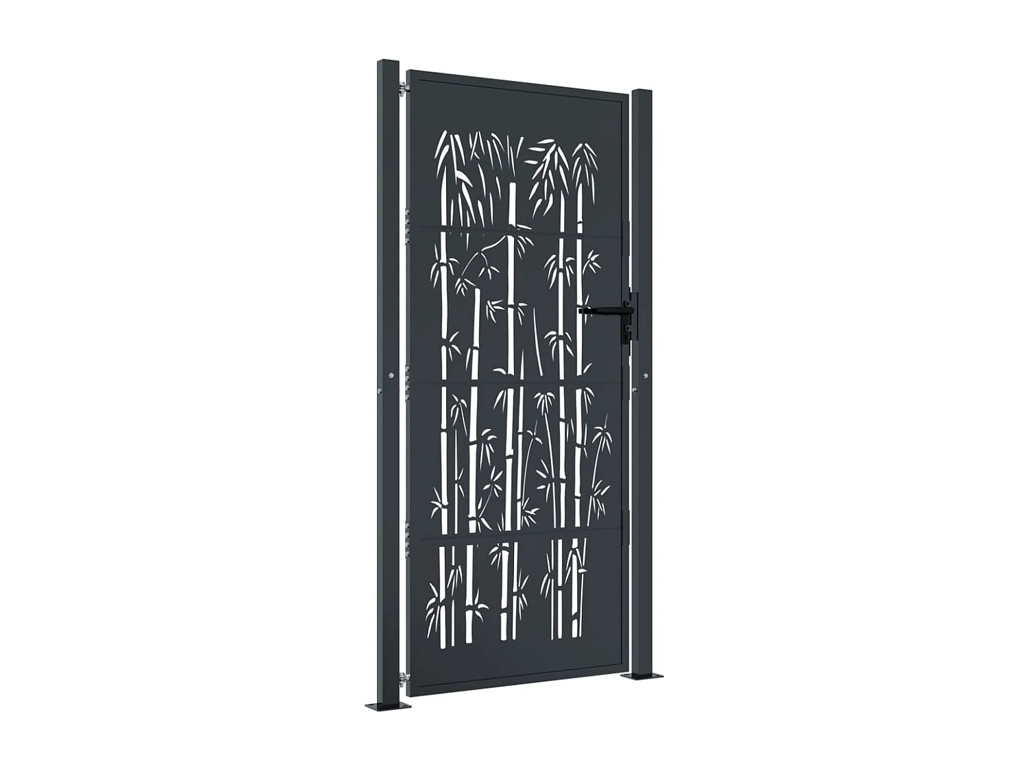 Puerta de jardín antracita 105x205 cm acero diseño bambú