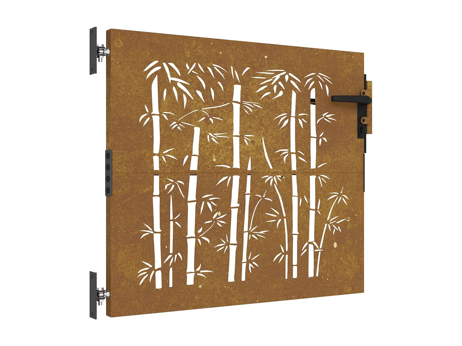 Puerta de jardín 85x75 cm acero corten diseño bambú