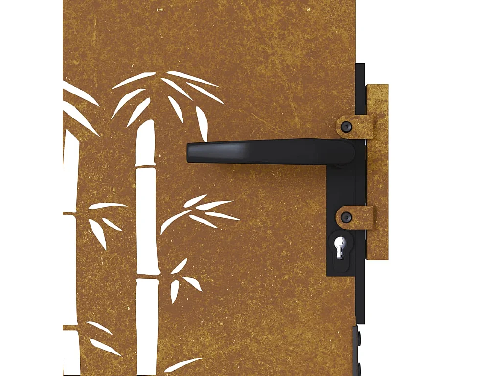Puerta de jardín 85x75 cm acero corten diseño bambú