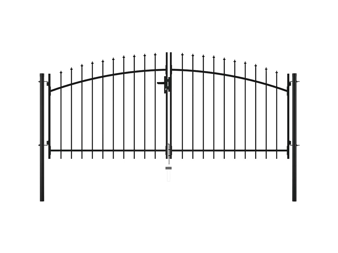 Double portail avec haut sous forme de lance 300 x 150 cm