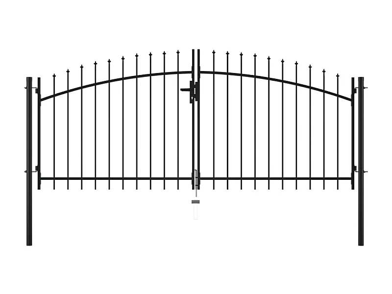 Double portail avec haut sous forme de lance 300 x 150 cm