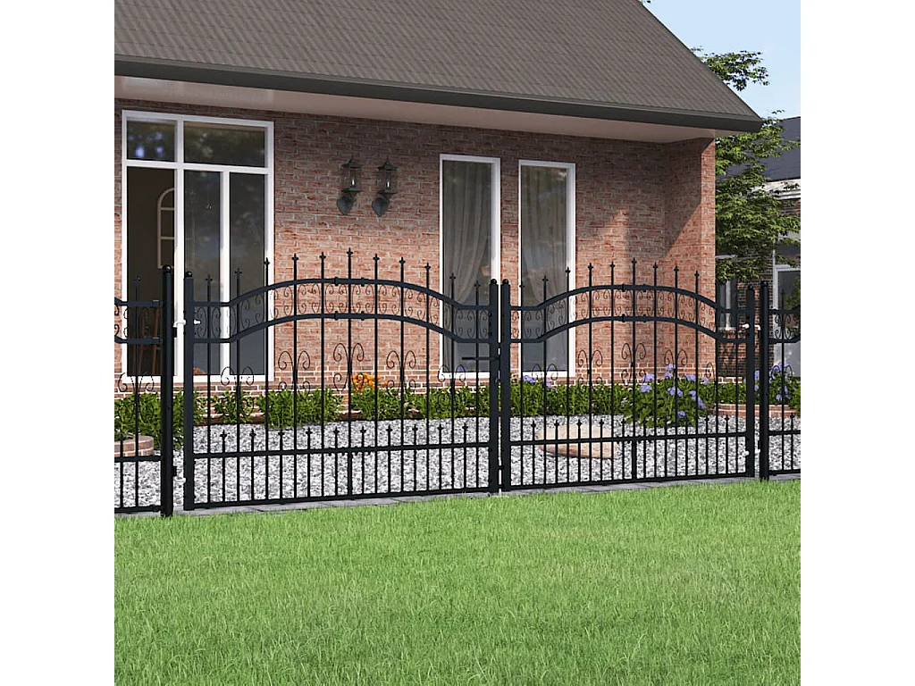 Portale e punta di lancia Nero 305x151 cm Acciaio verniciato a polvere