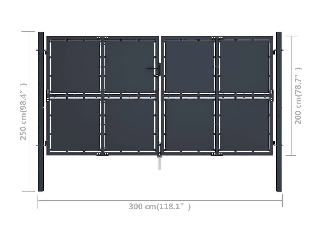 Portail de jardin Acier 300 x 200 cm Anthracite