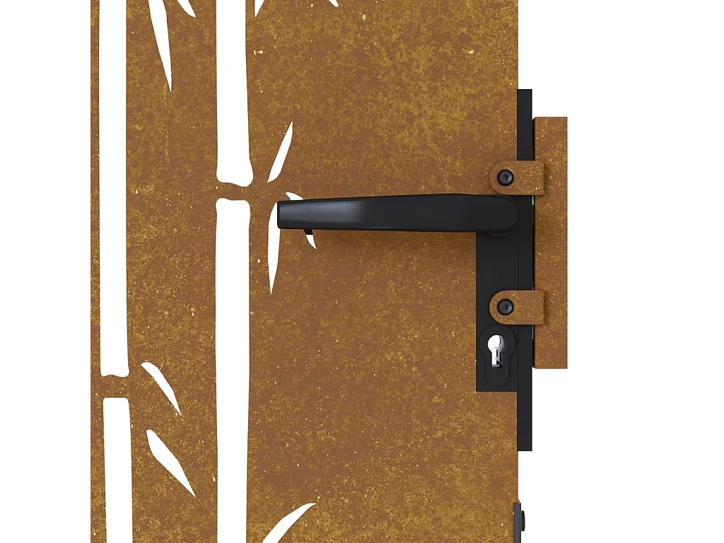 Puerta de jardín 85x200 cm acero corten diseño bambú