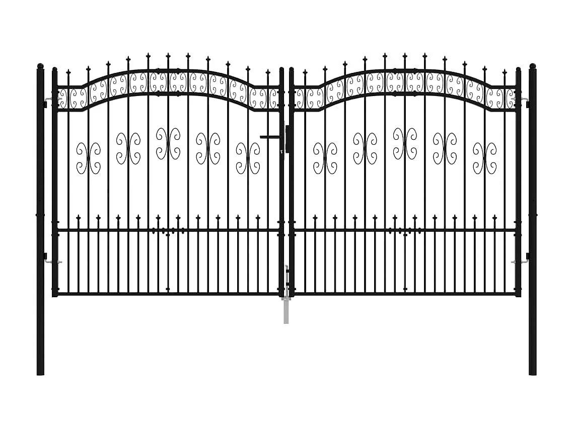 Portal e ponta de lança Preto 305x198 cm Aço com pintura eletrostática