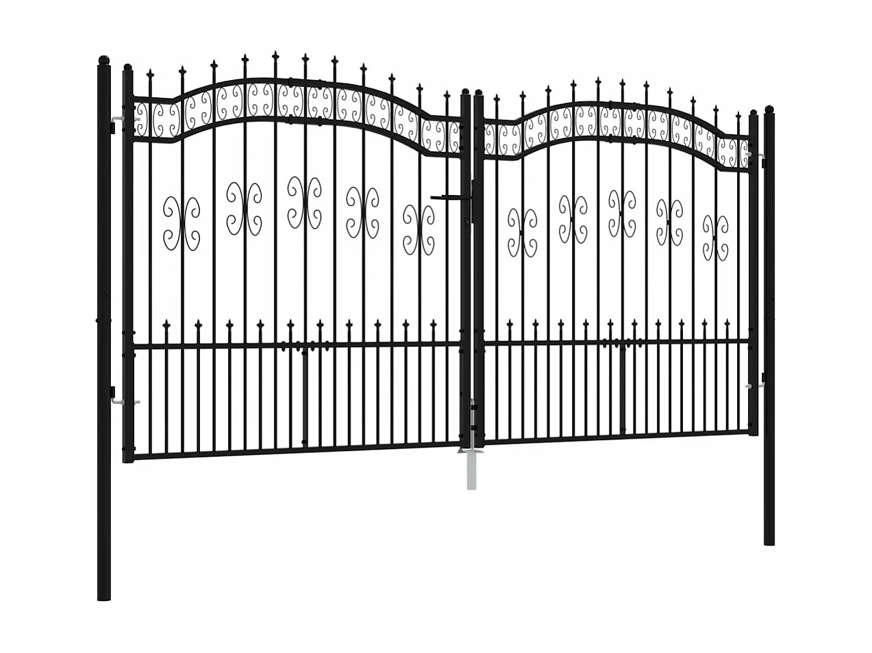 Portal e ponta de lança Preto 305x198 cm Aço com pintura eletrostática