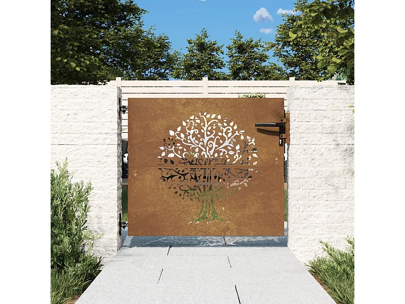 Tuinpoort 85x100 cm cortenstaal boomdesign