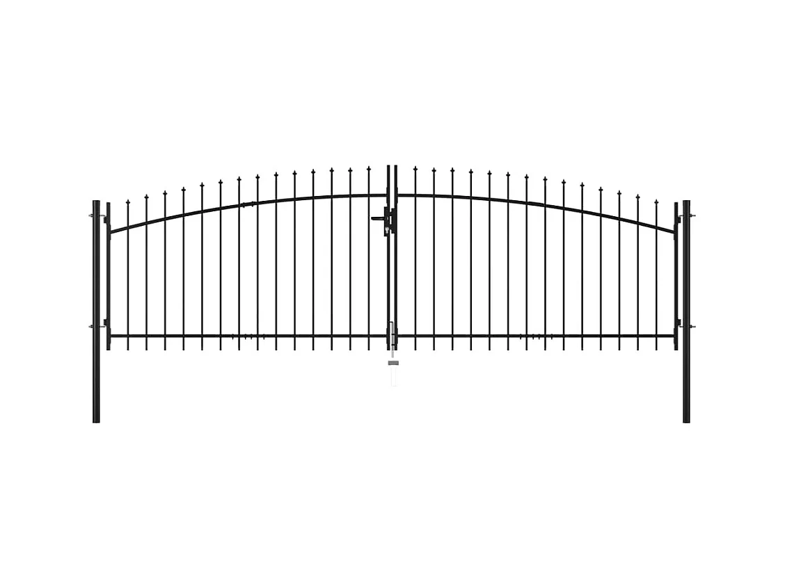 Double portail avec haut sous forme de lance 400 x 175 cm