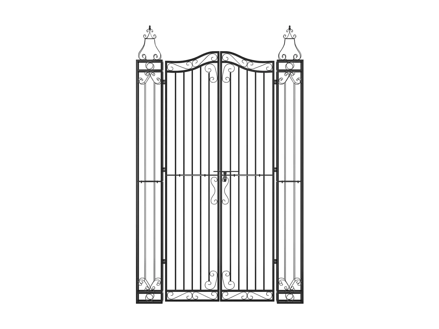 Zwarte tuinpoort 121x8x200 cm smeedijzer