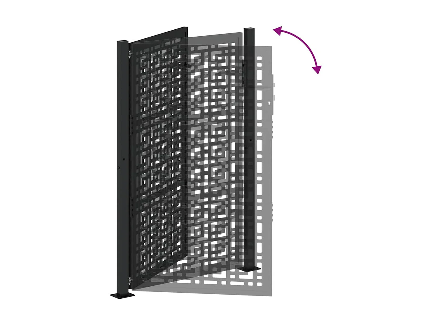 Cancello da giardino nero 105x155 cm in acciaio con motivo a croce