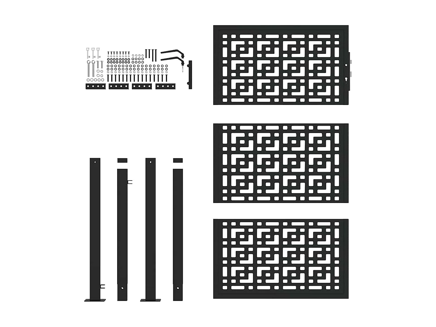 Portail de jardin noir 105x155 cm acier conception croisée