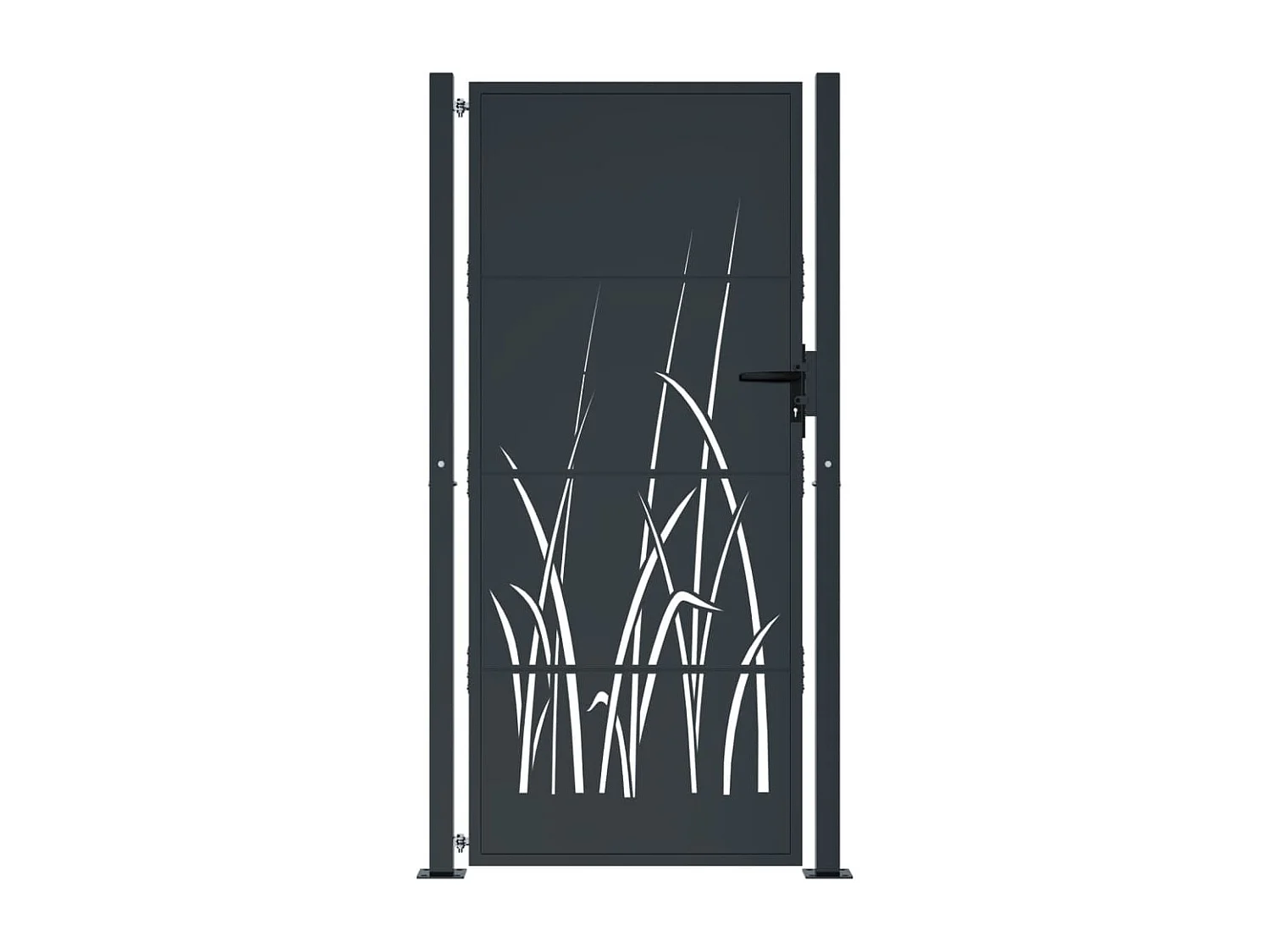 Portail de jardin anthracite 105x205cm acier conception d'herbe