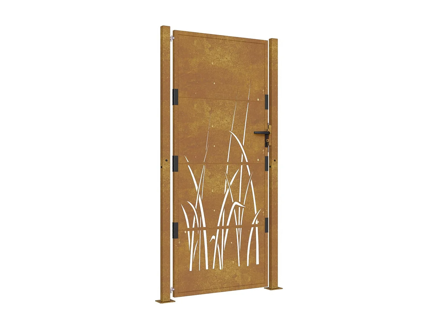 Portail de jardin 105x180 cm acier corten conception d'herbe