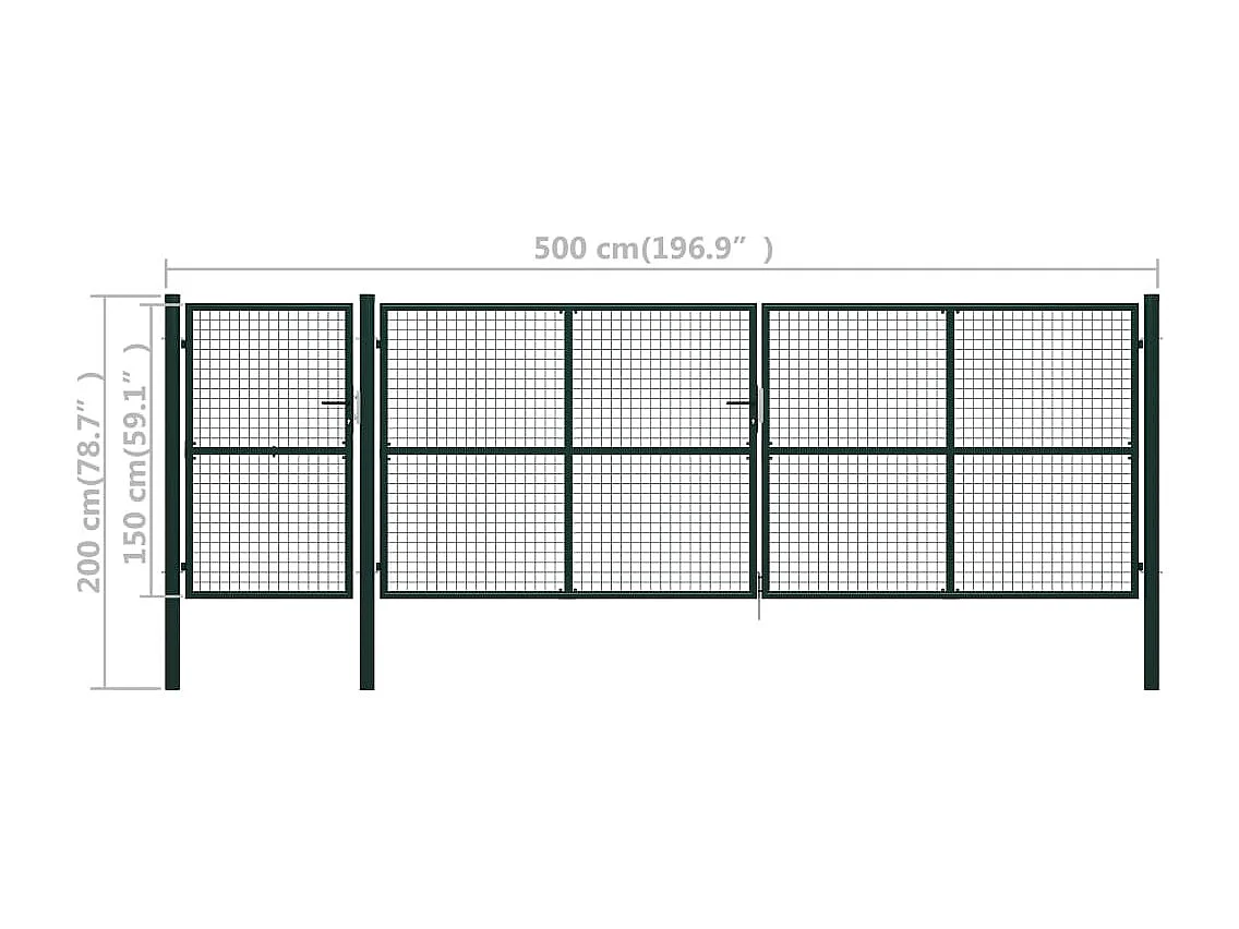 Portail de jardin Acier 500 x 150 cm Vert