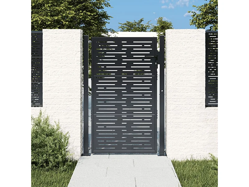 Cancello da giardino antracite 105x130 cm design quadrato