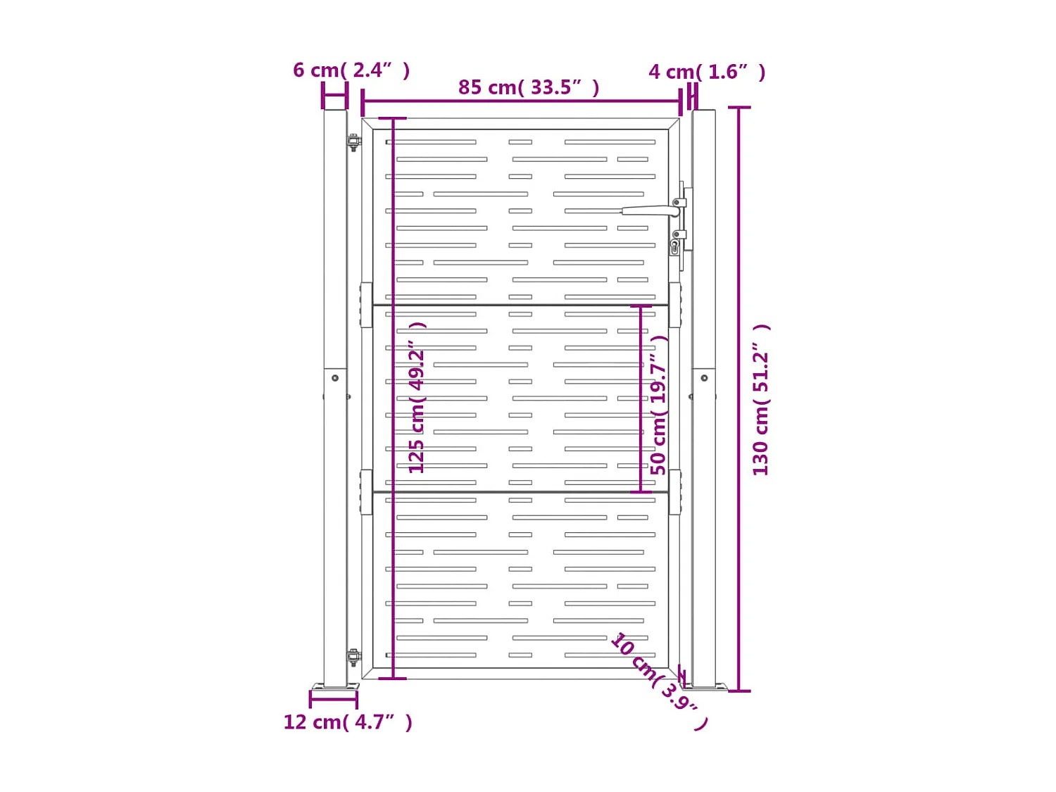 Cancello da giardino antracite 105x130 cm design quadrato