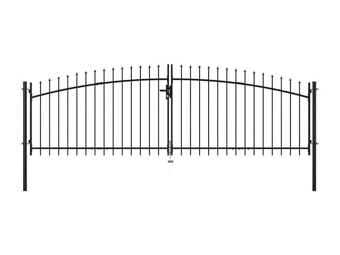 Puerta doble con remate en forma de lanza 400 x 150 cm