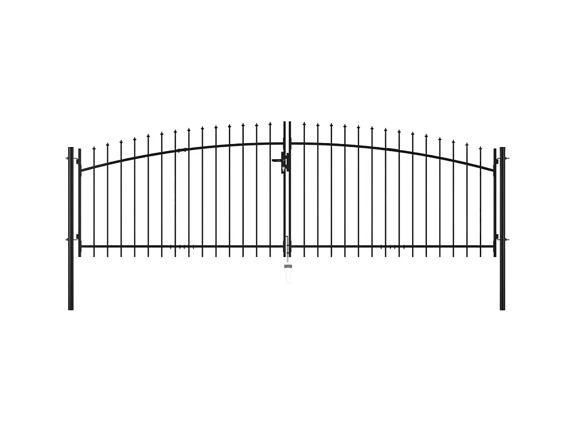 Double portail avec haut sous forme de lance 400 x 150 cm