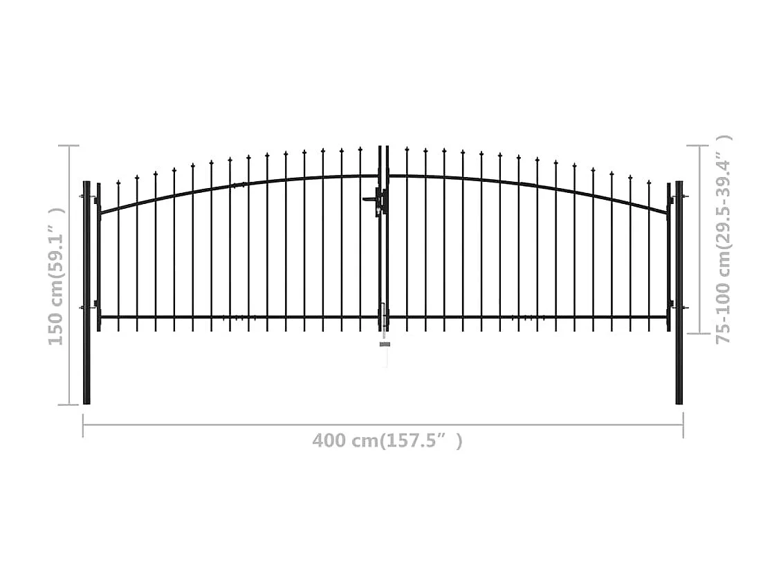 Cancello doppio con sommità a lancia 400 x 150 cm