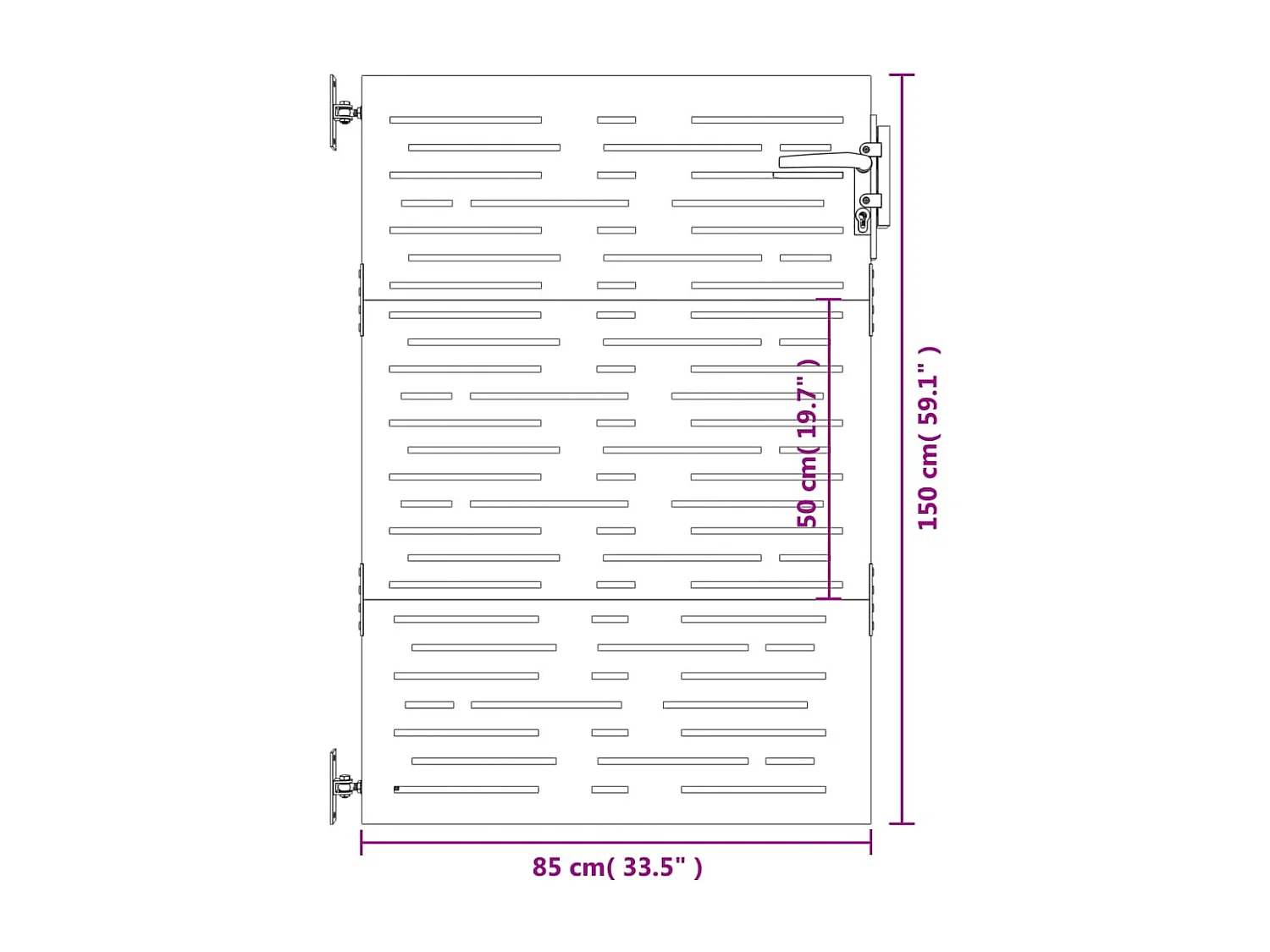 Portail de jardin 85x150 cm acier corten conception de carré