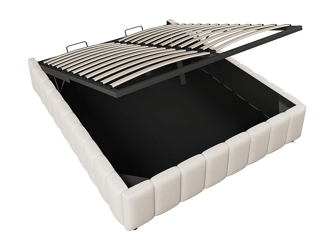 Lit coffre 140x200 cm,Lit rembourré,rangement hydraulique, sans tête de lit, sans matelas, beige