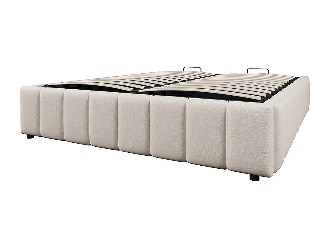 Lit coffre 140x200 cm,Lit rembourré,rangement hydraulique, sans tête de lit, sans matelas, beige