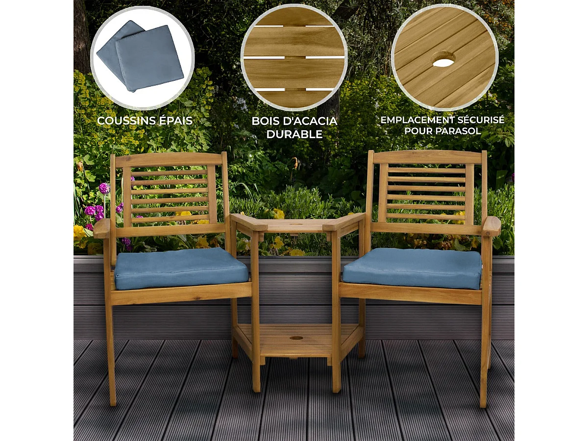 Panca in Legno da giardino con Cuscini