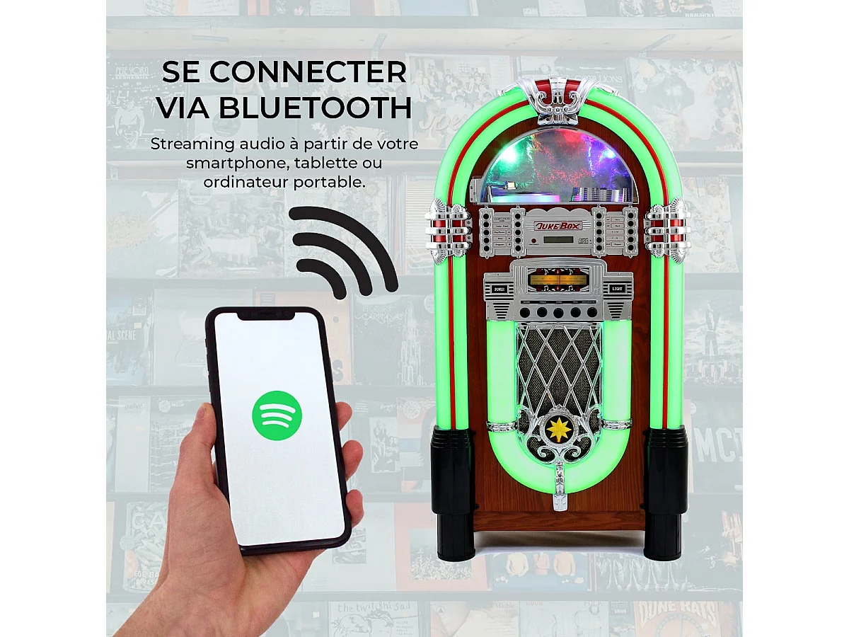 Jukebox Style Rétro Années 50 à système d'éclairages LED