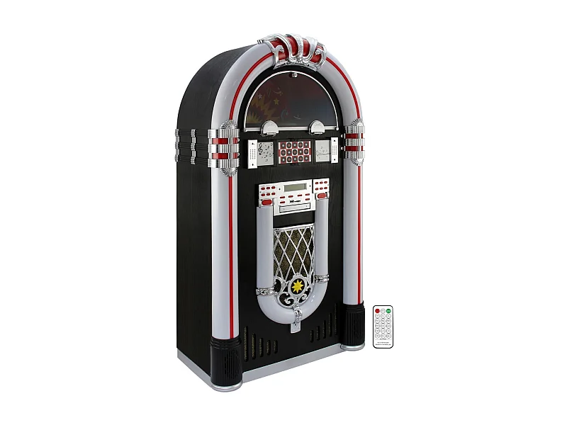 Jukebox Rétro à poser sur le sol MonsterShop Lecteur CD, MP3, Bluetooth, Radio, AUX, Eclairage