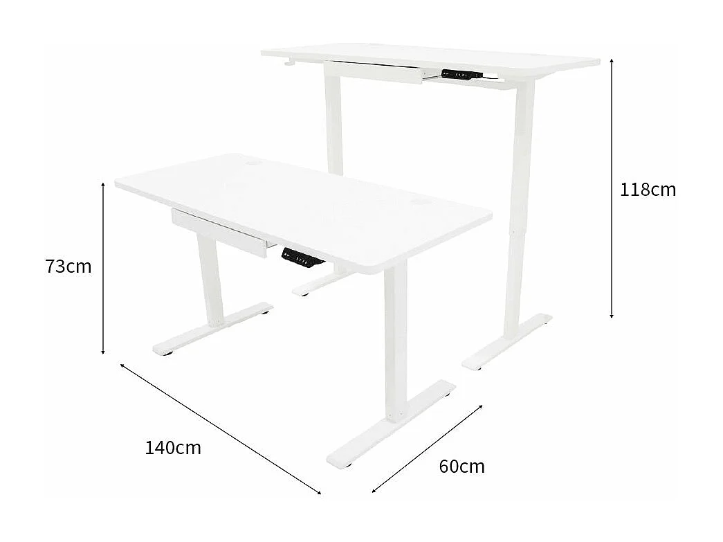 Escritorio Elevable Eléctrico con Cajón - 140cm x 60cm