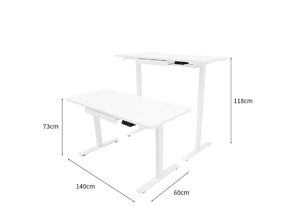 Elektrický stojaci stôl so zásuvkou - 140 cm x 60 cm
