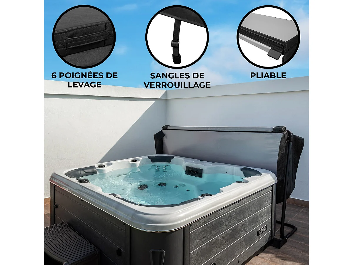 2.2m Hot Tub Spa Cover – Black