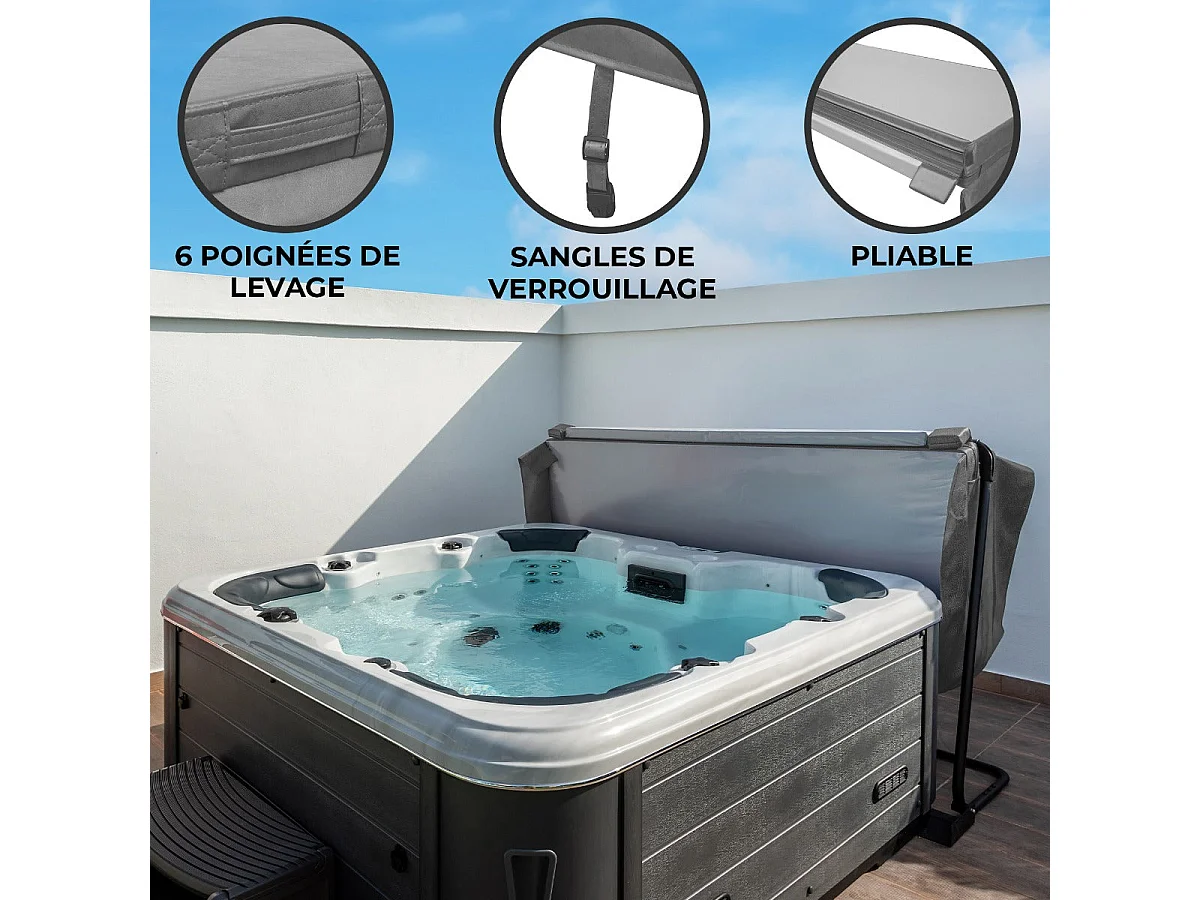 2.2m Hot Tub Spa Cover - Grey