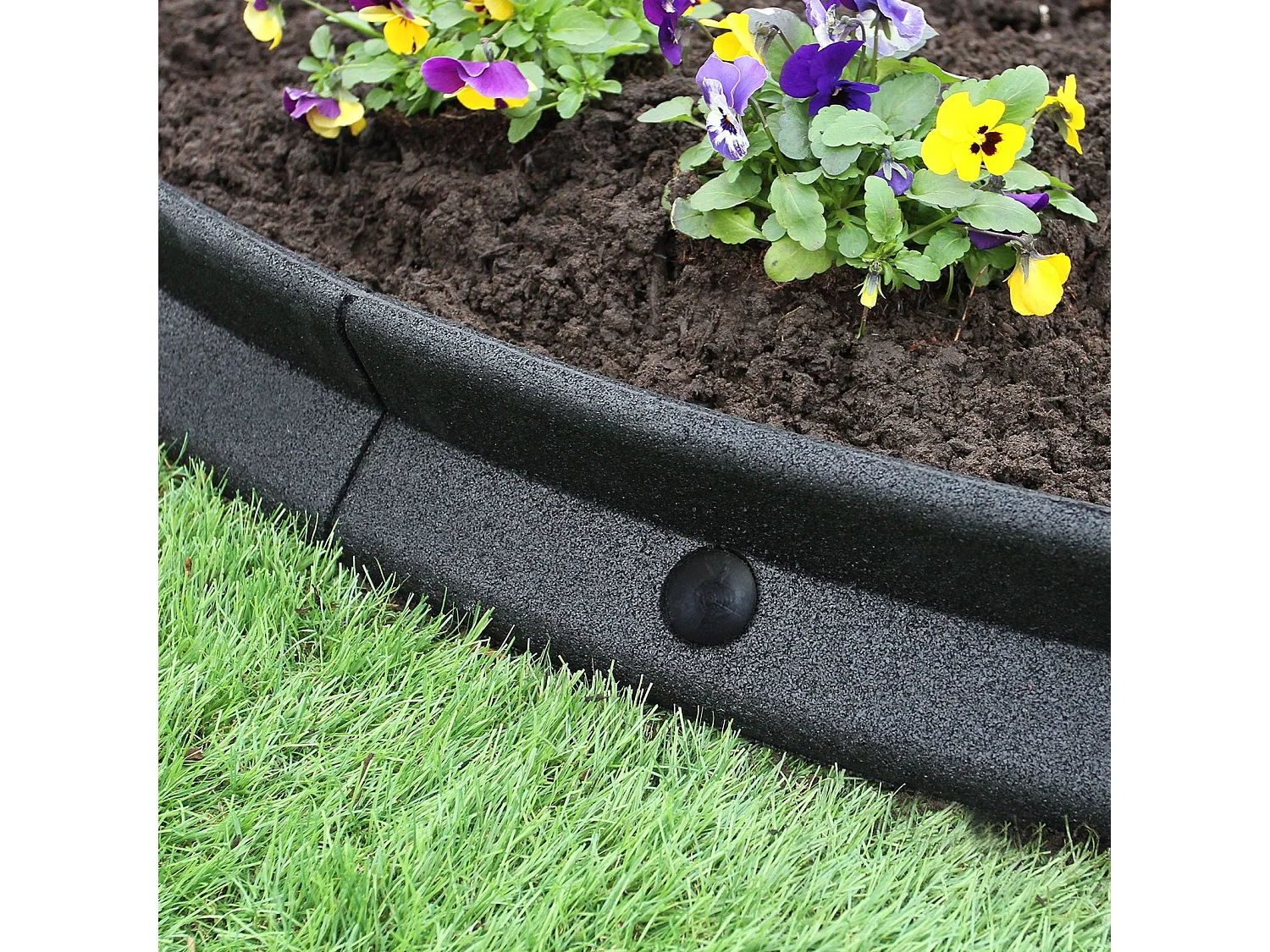 Bordures de Pelouse Flexible 1.2m Noir x 16