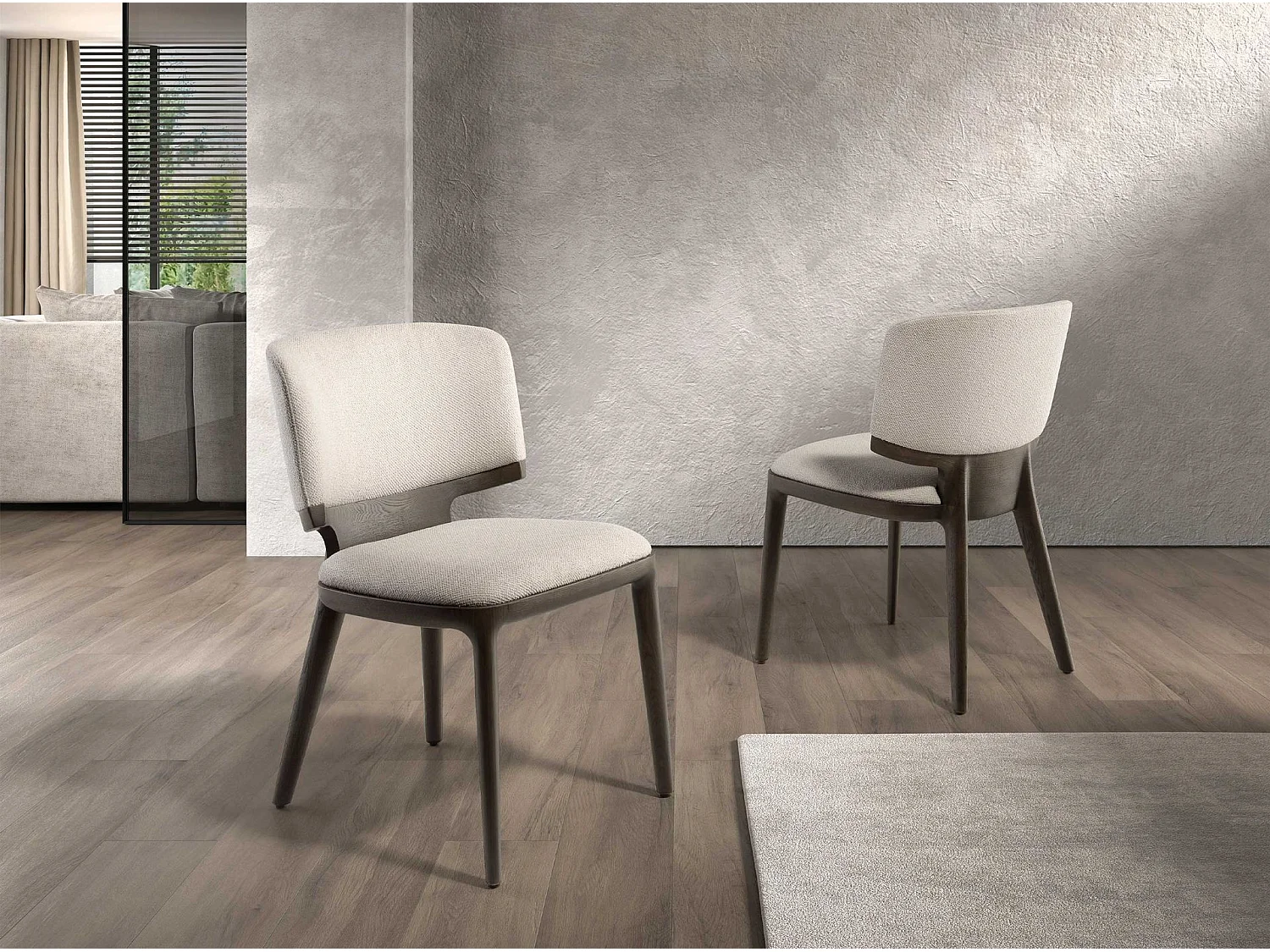 Stuhl aus hellgrauem Stoff 4165 ANGEL CERDA