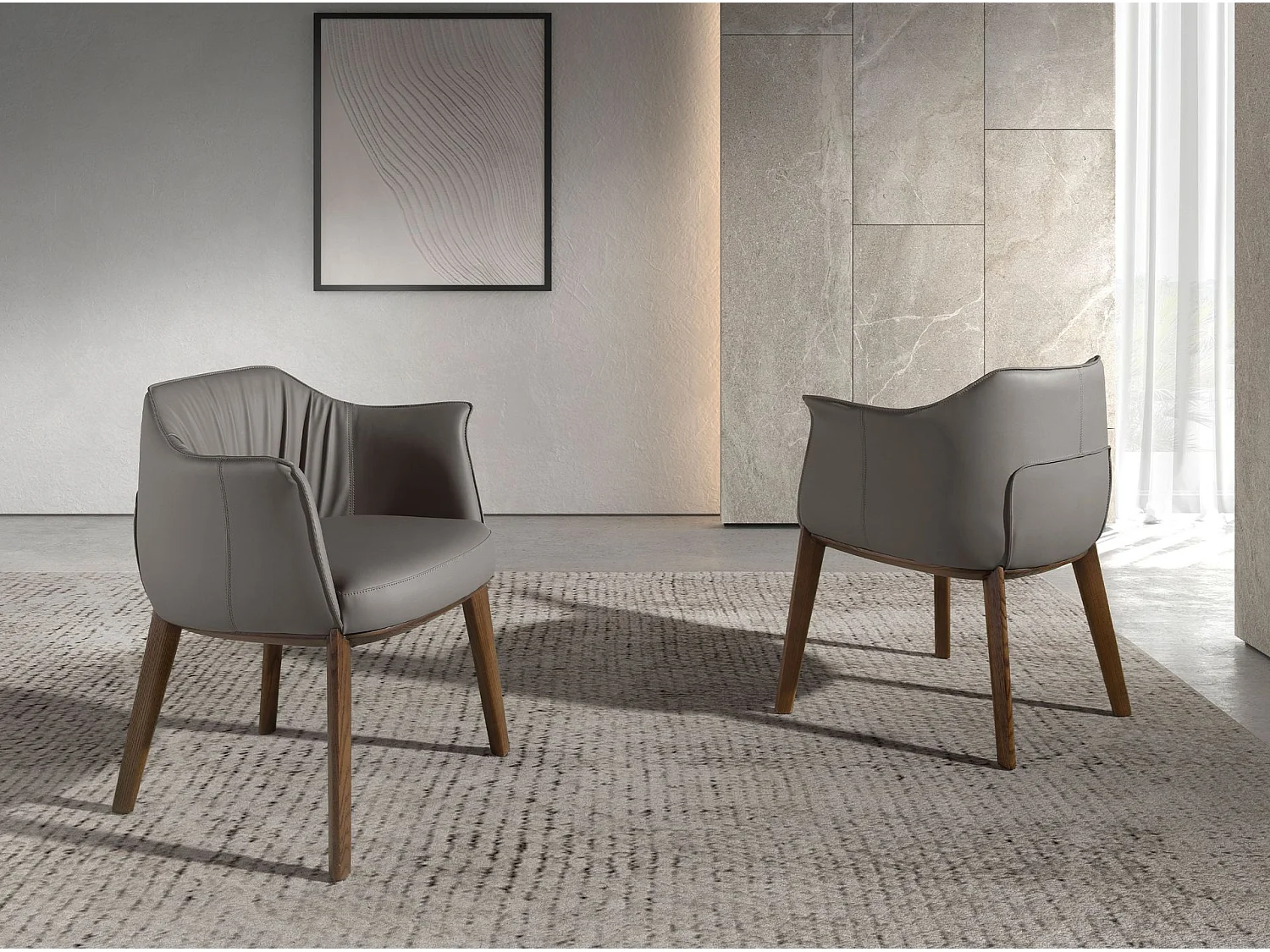 Chaise en simili-cuir grise 5152 ANGEL CERDA