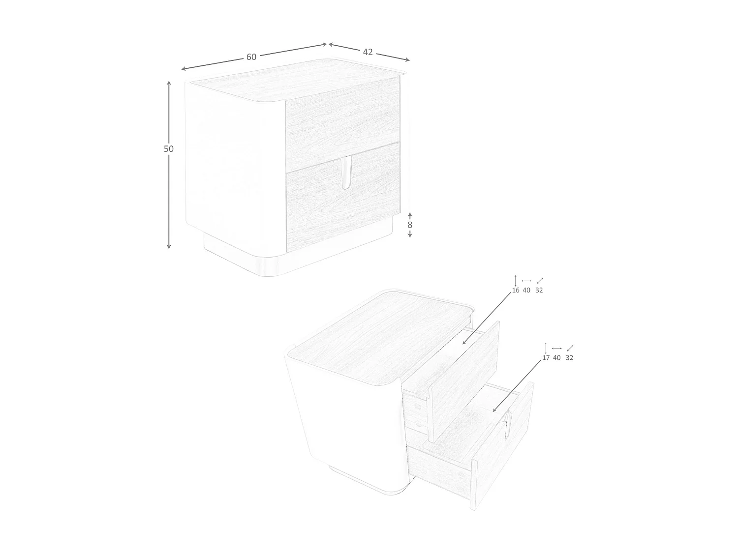 Table de nuit en bois gris foncé mat, acier noir et plateau en noyer 7170 ANGEL CERDA