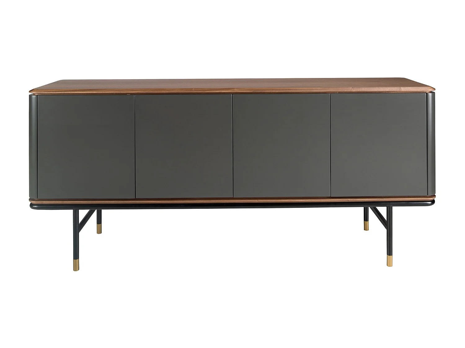Sideboard aus dunkelgrauem Holz, schwarzem Stahl und Walnussplatte 3264 ANGEL CERDA