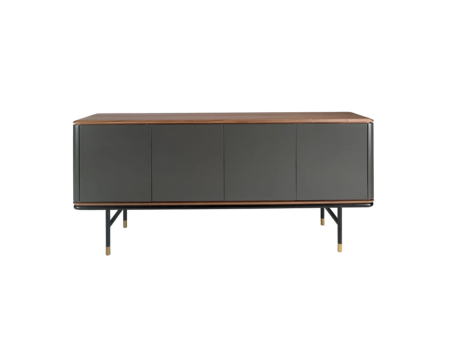 Sideboard aus dunkelgrauem Holz, schwarzem Stahl und Walnussplatte 3264 ANGEL CERDA